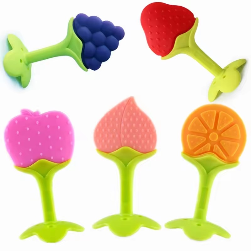 Silicone Baby Teether Toy, Fruit Shaped Silicone Baby Teether Non-toxic Safety Soft Teether for Baby Teething Relief Toddlers Baby Teething Toy Gift