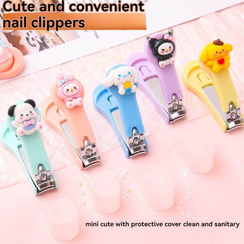 Cute Cartoon Nail Clippers Kids Nail Clippers Portable Stainless Steel Nail Scissors For Kids Women Men Student Non-slip Nail Clippers With Protective Cover