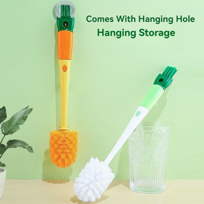 4 In 1 Multifunctional Cleaning Brush Long Handle Household Upgrade Cup Brush Creative Carrot Cup Cleaning Brush Baby Bottle Nipple Brush Cleaning Tools