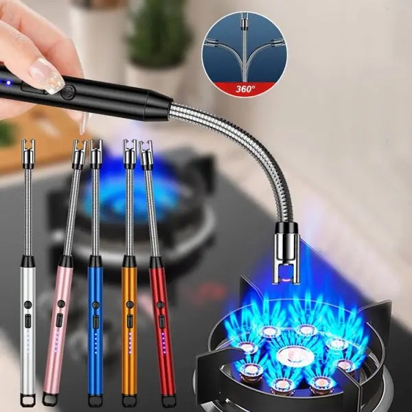 Kitchen Electric USB Windproof Lighter – Rechargeable Flameless Arc Lighter for Gas Stove, Candle & BBQ Use